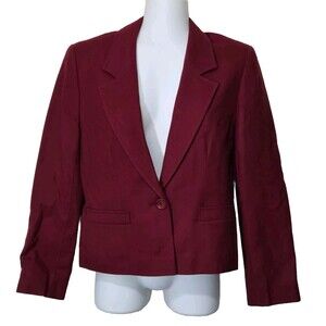 Pendleton Blazer Jacket Womens 6 Petite Virgin Wool Dark Red Fitted Office Suit